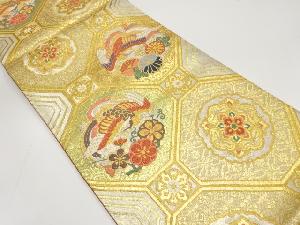 アンティーク　蜀江に尾長鳥・華紋模様織り出し袋帯（材料）